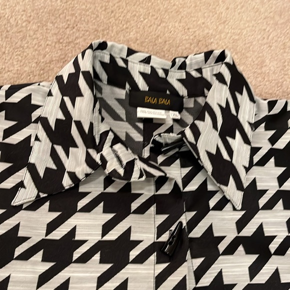 NEW ala Bala Houndstooth Pleated Shacket – Statement Button-Down Blazer (XL) - Picture 14 of 17